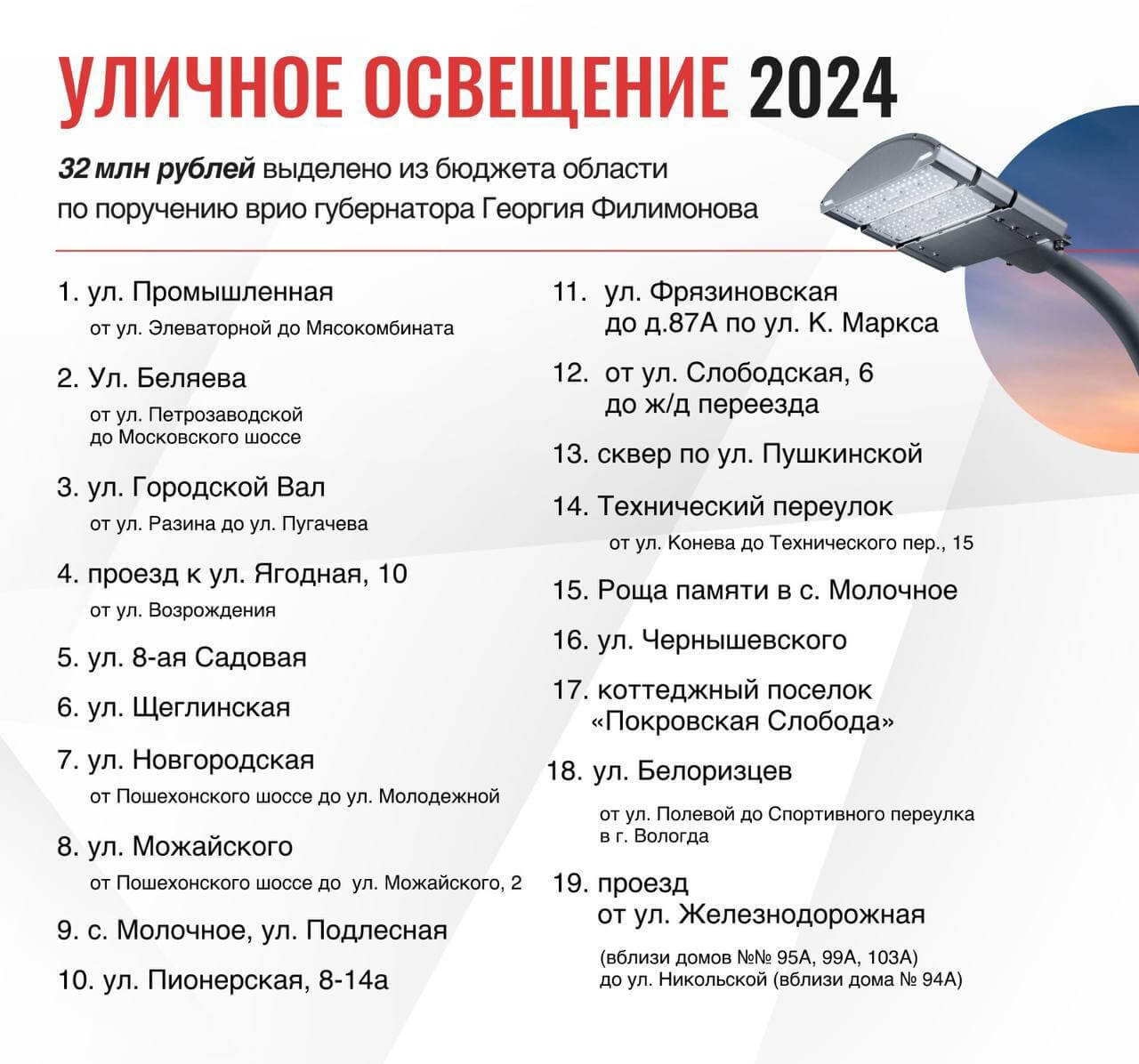 В этом году в Вологде обустроят 19 участков сетей уличного освещения »  Онлайн Вологда - о том, чем живет Вологда